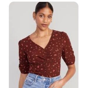Old Navy Burgundy Floral Blouse